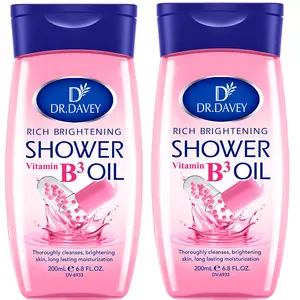 Dr.davey 2pcs 200ML Rich Brightening Vitamin B3 Shower Oil, Hydrating Moisturizing Body Care for Men & Women, Travel-Portable Skincare Essential Moisture