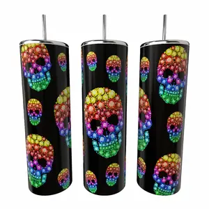 Glitter Bling Skulls 20 oz Tumbler Drinkware Insulated Skinny Glitter Bling Skulls 20 oz Tumbler Drinkware Insulated Skinny