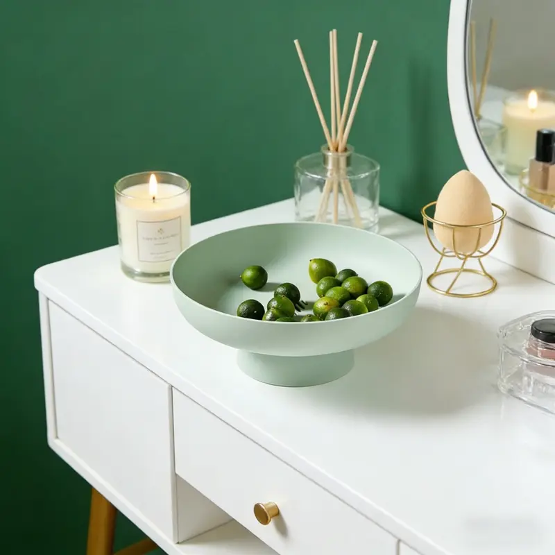 1pc Decorative Round Fruit Storage Basket, Modern Drain Bowl for Kitchen & Table Decor