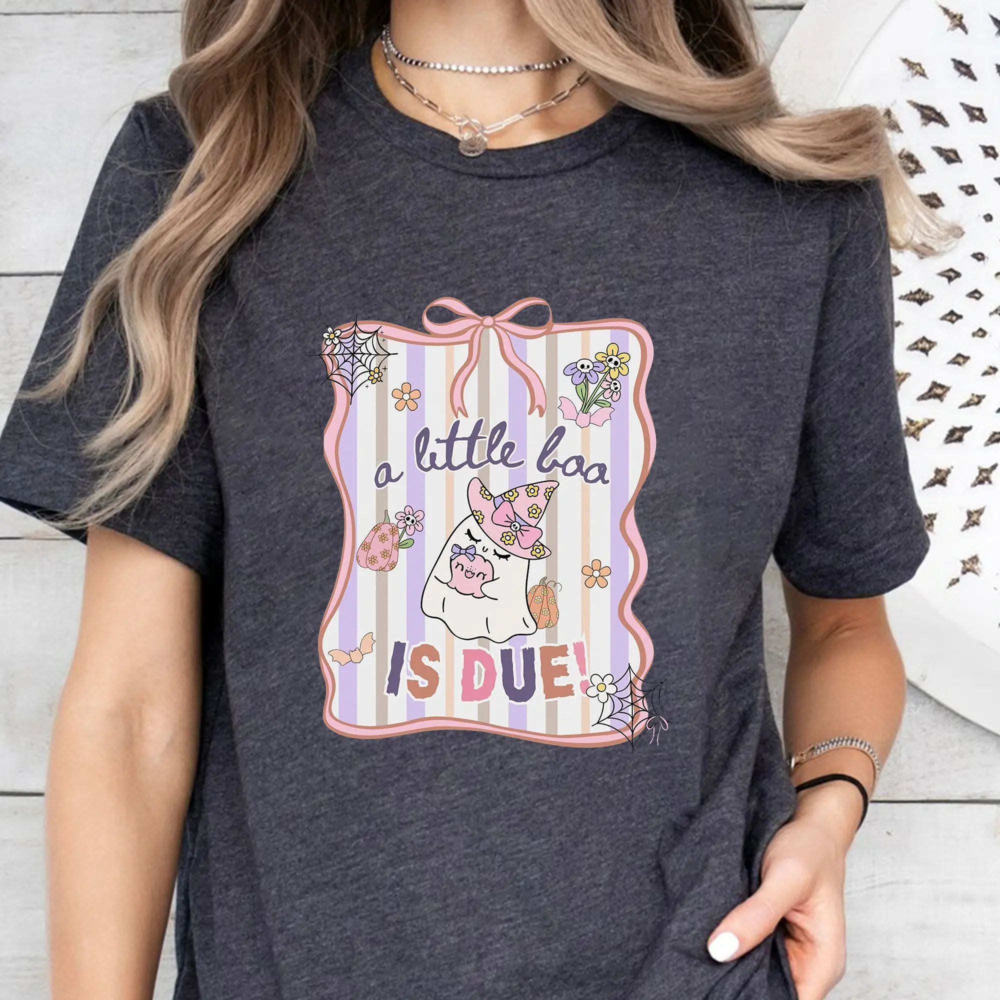 Halloween Pregnancy Shirt, Pregnant Girl Fall Shirt, Pregnancy T-Shirt, Gift For Expecting Fall Maternity Shirt, A Little Boo Is Due Ghost Shirt