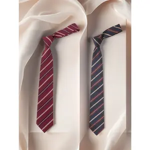 Men’s handmade classic multi-color striped casual elegant tie; suitable for business and casual wear, uniforms, weddings, gifts, and all seasons