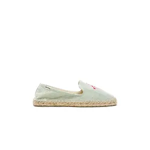 Soludos Flamingo Embroidered Espadrille in Light Chambray
