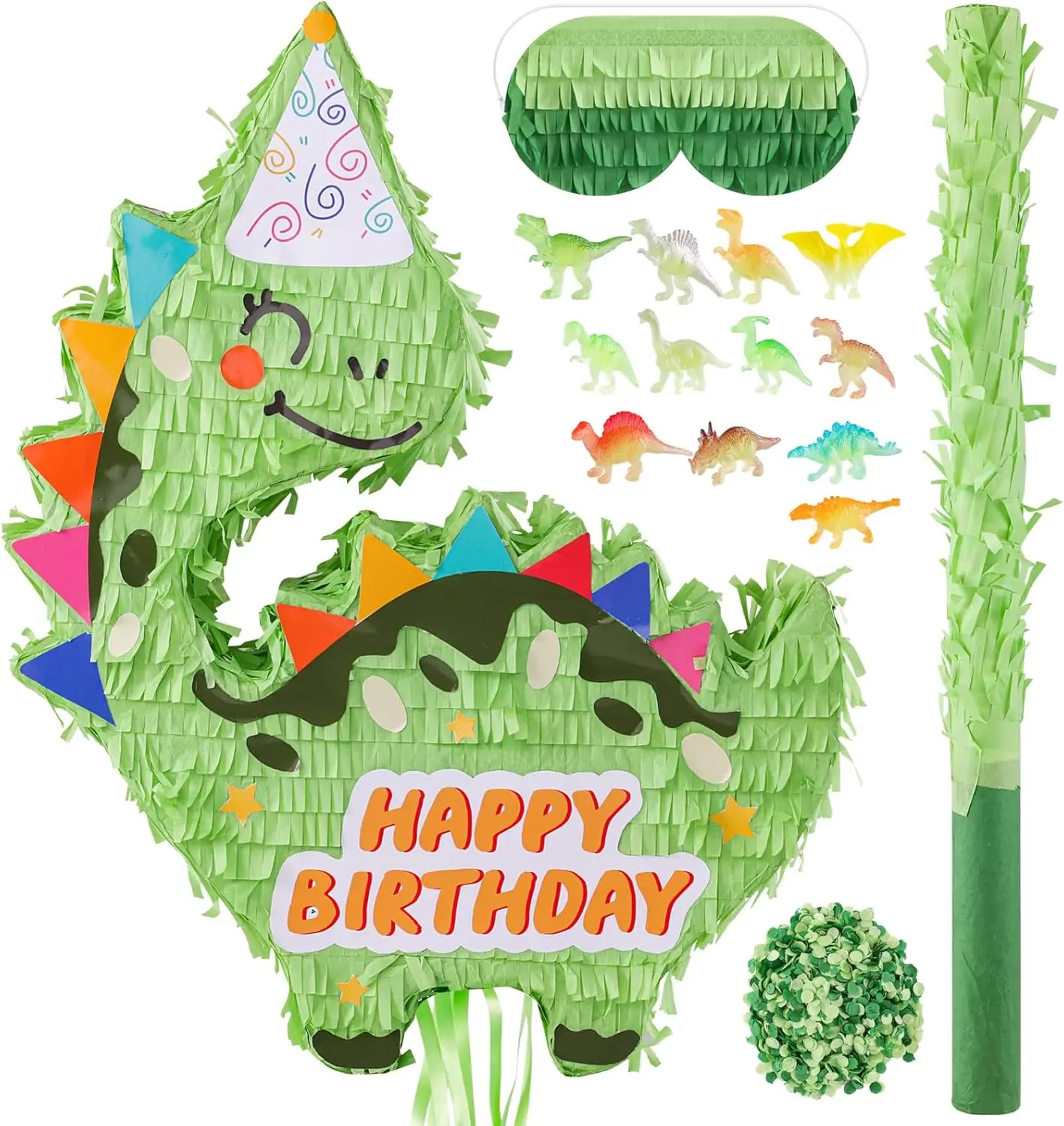 Zrunbo Dinosaur Piñata Set for Kids Birthday Party – Includes Blindfold & Bat, Fun Dino Party Game (16.5x13x3.15in)