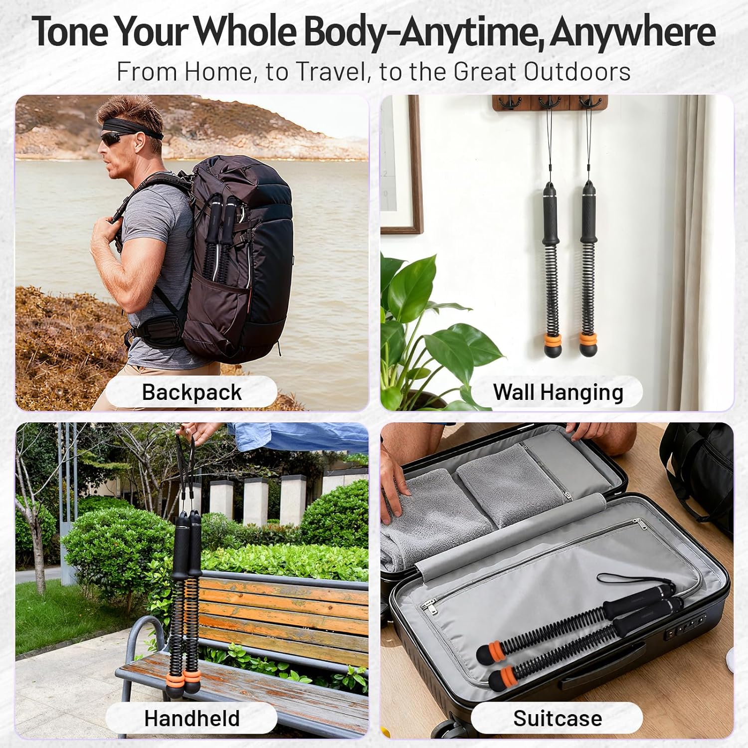 New Upgrade 2PCS Weighted Cordless Battle Ropes - Quiet Ropeless Training Rope for Home Gym, Strength & HIIT Workouts. Portable, Noise-Free Full-Body Exercise Equipment.