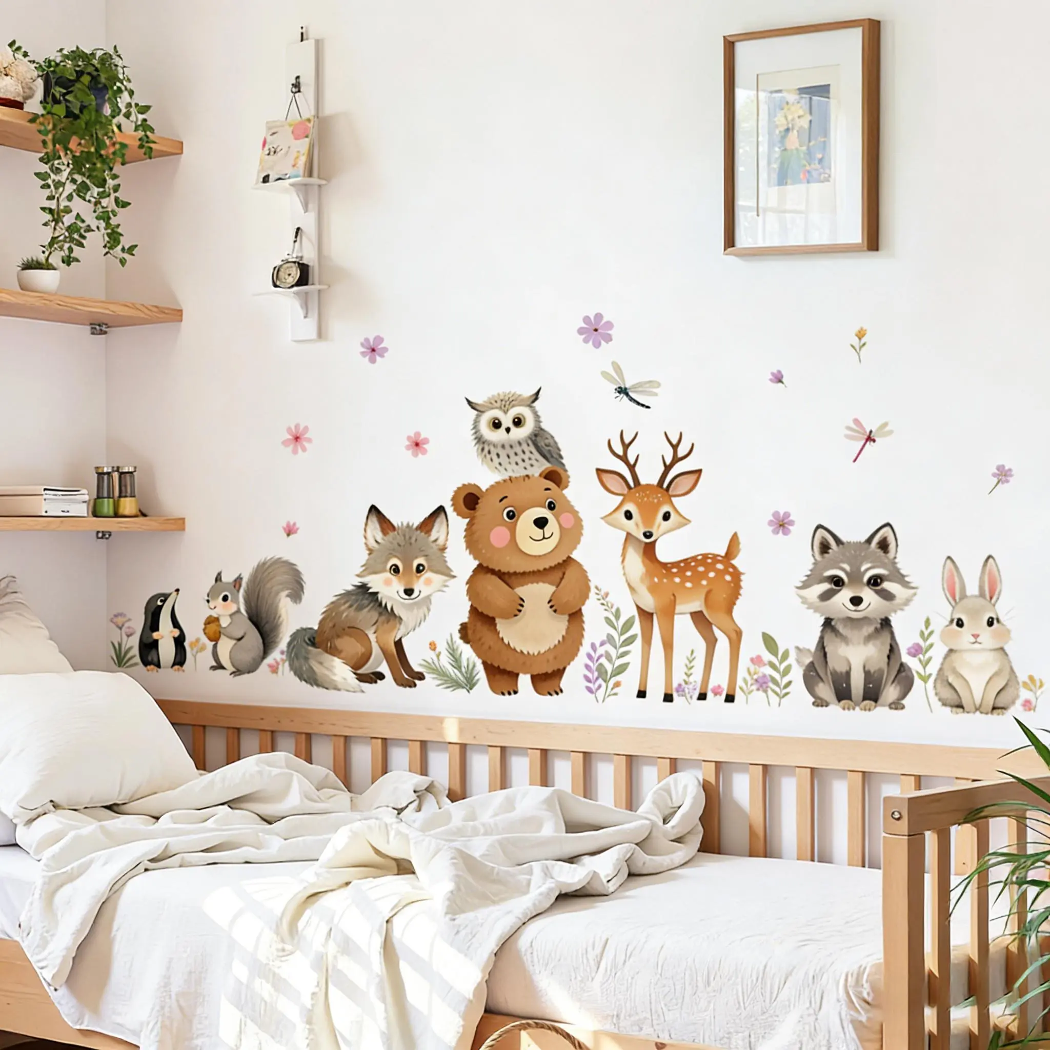 New Creative Cartoon Bear Wall Stickers Decorative Adhesive Decals for Living Room Bedroom Background Decoration