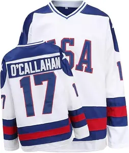 1980 USA Olympic Ice Hockey Team Jersey Red White and Blue Color Block Letter and Number Pattern Red Ice Hockey Shirt S to XXXL Sizes Athletic Sports Clothing Athletic Top