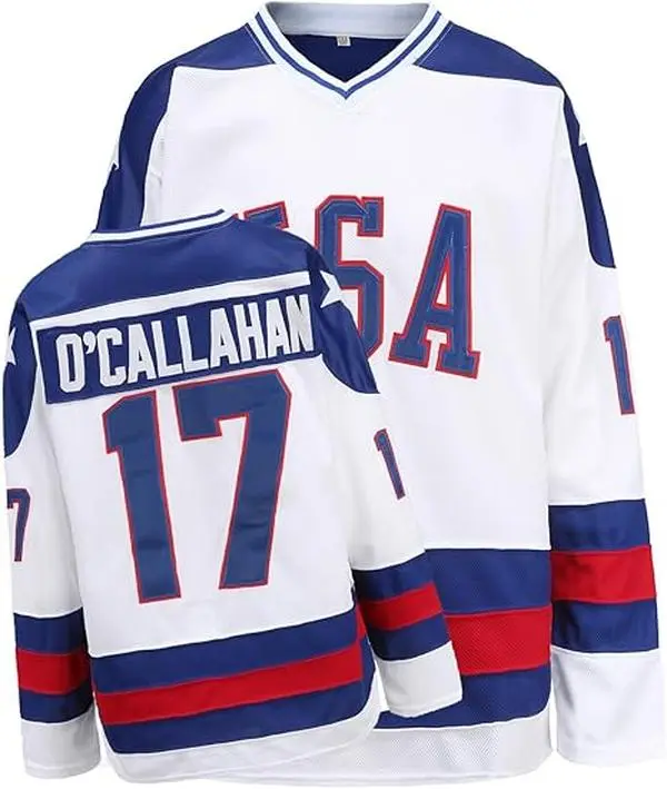 1980 USA Olympic Ice Hockey Team Jersey Red White and Blue Color Block Letter and Number Pattern Red Ice Hockey Shirt S to XXXL Sizes Athletic Sports Clothing Athletic Top