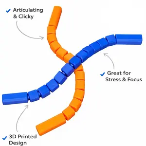 FlexSpine Articulating Fidget Toy 2-pack Segmented Clicky Flex Stick Sensory Desk Toy Single Axis Swivel 3D Printed for Stress Relief Focus