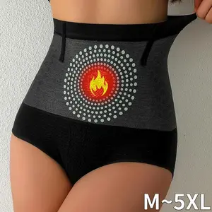 Seamless Women's High Waist Abdomen Control Panties Magnetic Therapy Warm Uterus Underwear Body Shaping Briefs