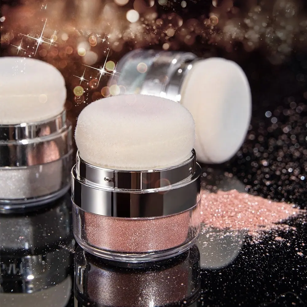 Sparkling Silvery Glitter Highlighter for Body Makeup Fine Shimmer Finish Decorative Supplies with Pink Gold and Blue Options Bronzer Cosmetic