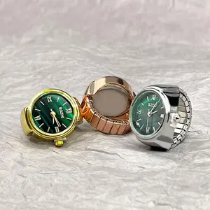 Green Digital Quartz Finger Watch Rings for Women Men Couple Punk Elastic Band Mini Watch Ring Teens Clock Anillos Jewelry