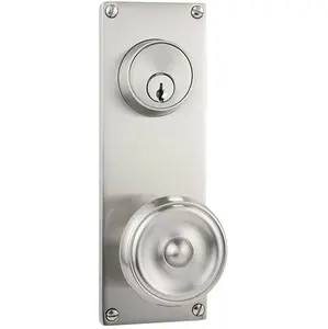 Emtek 8212W Passage Double Keyed , Sideplate Locksets Modern 3-5/8" Center to Center Keyed , Waverly Knob