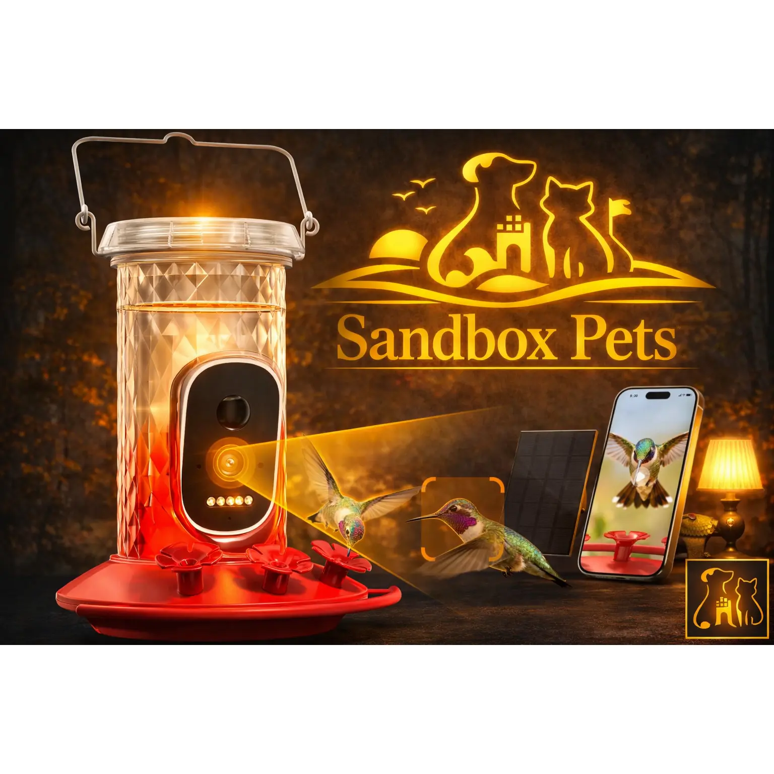 Hummingbird Feeder Camera Solar WiFi Smart AI Motion Detection 20oz