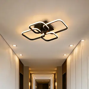 LED Ceiling Light, Black/White Geometric Square Design – Warm White – Wired Ceiling Light, Suitable for Bedrooms, Living Rooms, Dining Rooms, Home Offices, and Offices, Indoor Ceiling Light, Home Lighting