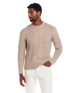 Alpaca Blend Cable Knit Crew in Birch