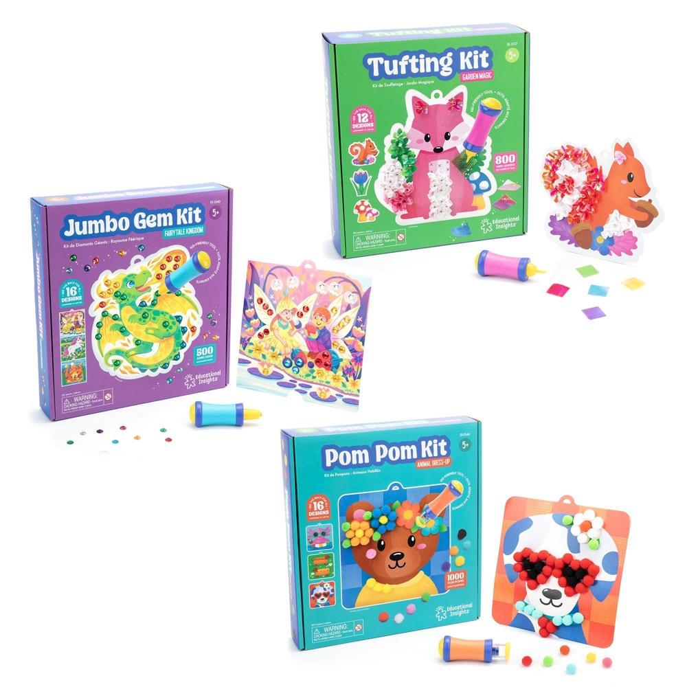 Educational Insights Easter Basket Stuffer & Gift Creative Craft Kit – Tufting, Pom Poms & Jumbo Gems for Kids 5+