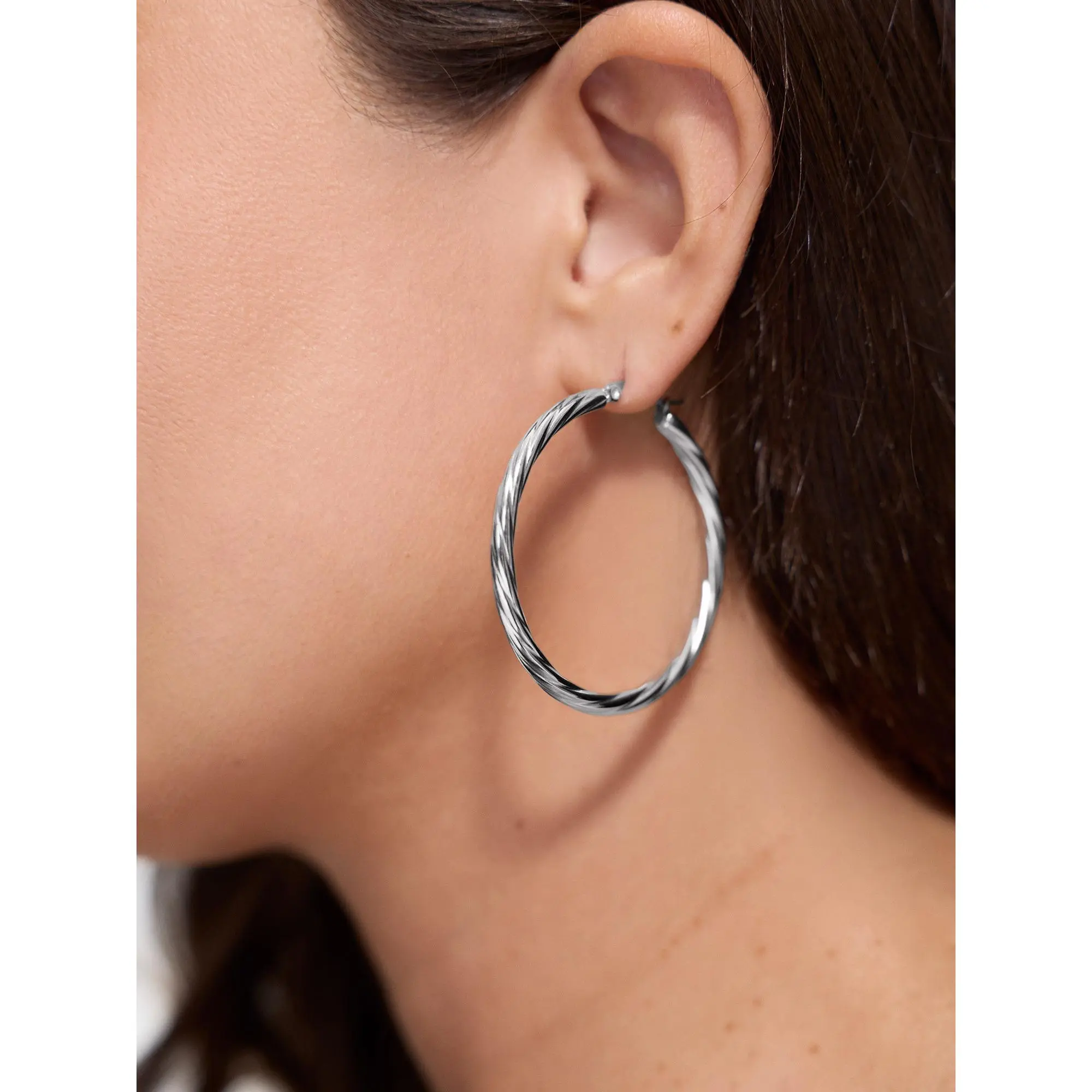 BloomChic Plus Size Twisted Metal Hoop Earrings[M-6X] Back To School,Spotlight Day