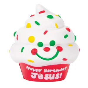 Scented Happy Birthday Jesus Cupcake Slow-Rising Squishies - 6 Pc.