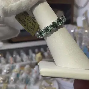 Parka- Green Sterling Silver Moissanite Eternity Band Ring, Size 5