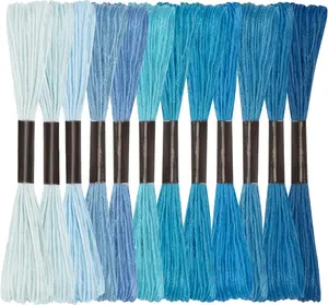 Friendship Bracelet String, 12 Skeins Blue Series Cross Stitch Thread