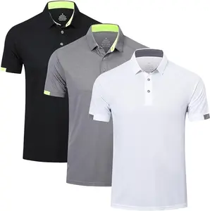 3/5 Pack Men's Polo Short Sleeve Moisture Wicking Athletic Golf Shirt Gym Wear Back to School Casual Springtok T-shirt Polyester Breathable Menswear Lightweight Stretchy Shortsleeve