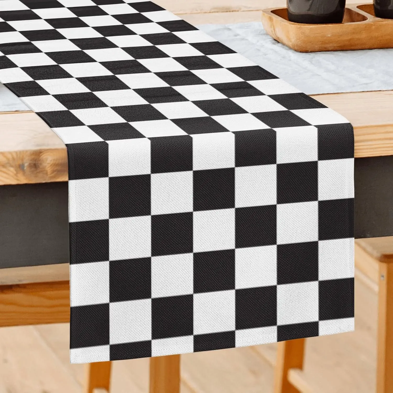 Chic Black and White Checkerboard Buffalo Check Table Runner - Vibrant, Elegant Household Kitchen Linen for Dining Table Decor, Flat Dry Recommended