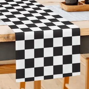 Black and White Checkerboard Table Runner Buffalo Check Table Decoration for Indoor Outdoor Wedding Party