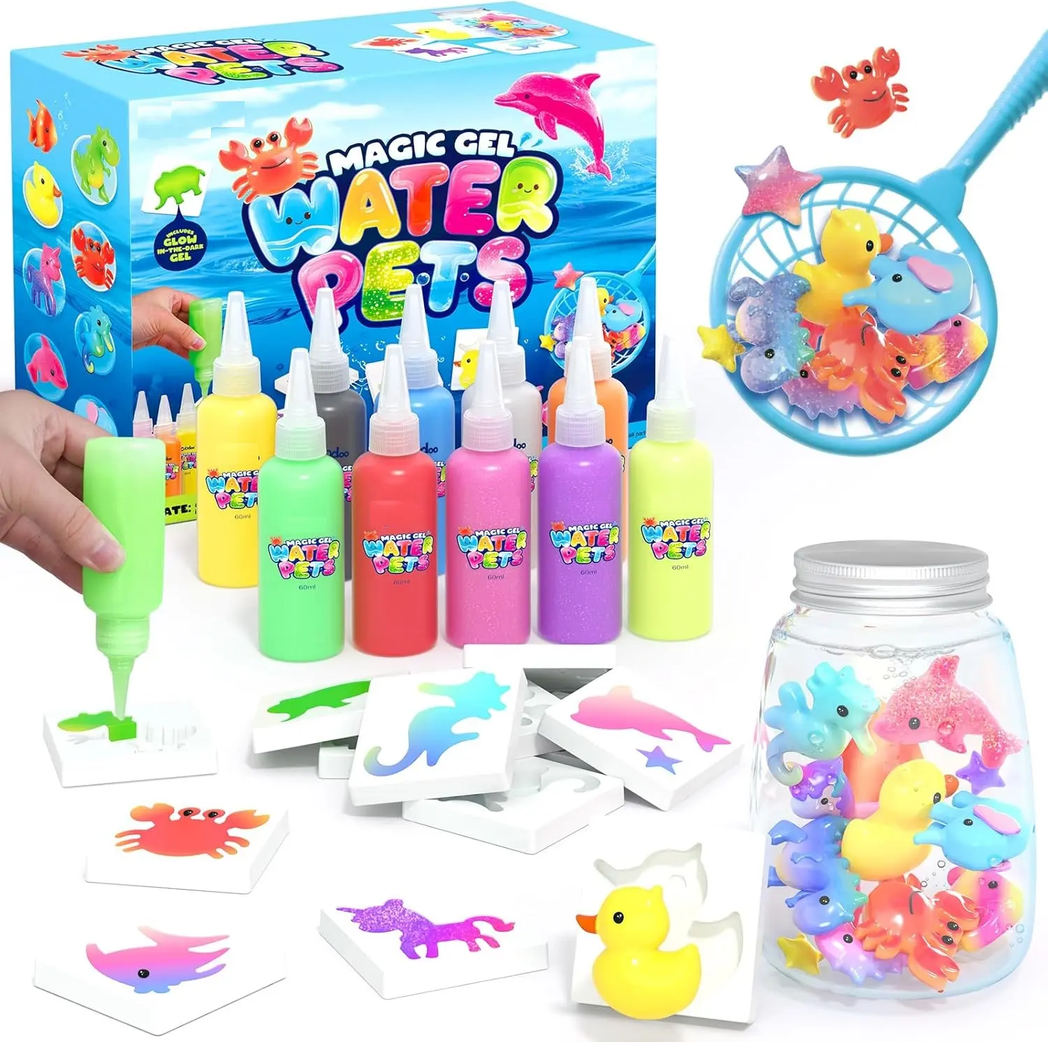 2026 Upgraded Magic Water Elf Toy Kit - Slime & Squishy Toys for Kids Ages 3+, 20 Gels, 10 Molds, DIY Crafts Sensory Water Pets, Party Favors, Birthday Gifts