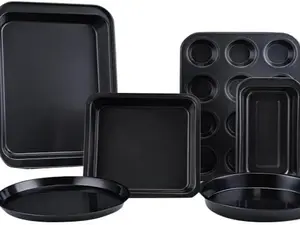 6 Pieces Bakeware Sets, Baking Pans Set, Nonstick Oven Pan for Kitchen with Wider Grips with Square Cake Pan, Loaf Pan, Muffin Pan, Cookie Sheet, 2 Pizza Pans