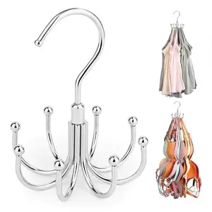 SleekHush Steel Rotatable Metal Bra Hanger, Space-Saving Multi-Functional Hanging Organiser with Hook for Towels, Wardrobe & Bathroom