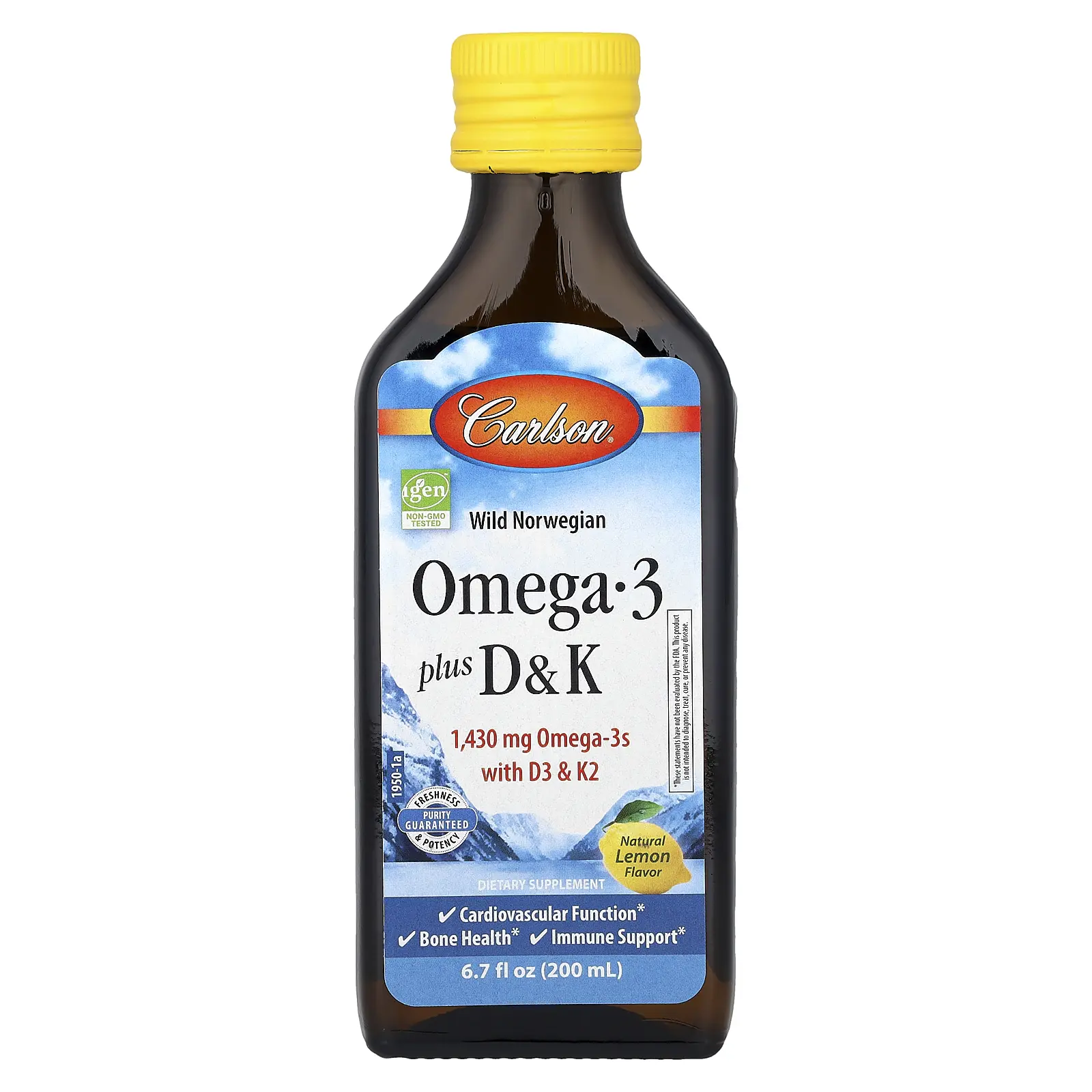 Carlson Wild Norwegian, Omega 3 Plus D & K, Natural Lemon, 6.7 fl oz (200 ml) Carlson Wild Norwegian, Omega 3 Plus D & K, Natural Lemon, 6.7 fl oz (200 ml)
