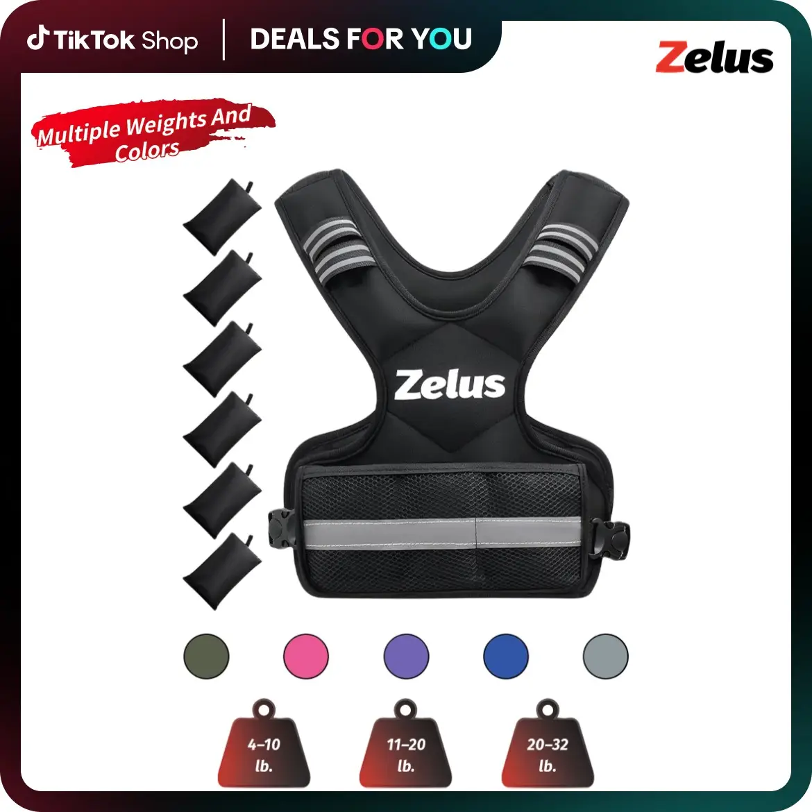 【September Restock】ZELUS Weighted Vests for Men and Women | 4-10lb/11-20lb/20-32lb Vest with 6 Ironsand Weights for Home/Outdoorfun Workouts,gym outfi