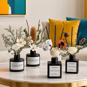 2 Pack Jasmine,Gardenia Scent Reed Diffuser Set with Sticks Dried Flower Essential Oil Air Freshener for Home, Office, Gym, and Room Diffuser