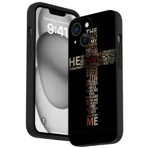 Straight Edge Christian Quote Cross Pattern Phone Case for iPhone 16 15 14 Pro Max 13 12 11 XR XS Plus Shockproof Drop Protection Rugged Durable Silicone Cover