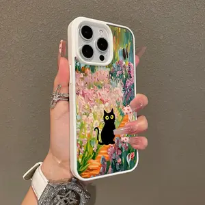 Trendy Magnetic Case for iPhone11/12/13/14/15/16/promax Oil painting style cat MagSafe Ready, Ultra Thin & Shockproof | Cute Pick for Girls