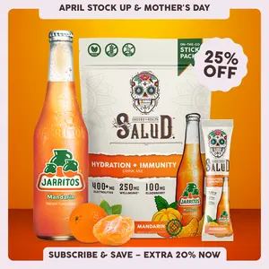 Salud x Jarritos 2-in-1 [Hydration & Immunity - Mandarin] Electrolytes Powder, Agua Fresca Drink Mix, Elderberry, Dairy & Soy Free, Non-GMO, Gluten Free, Vegan, 1g Sugar (15 Servings)