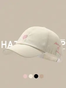 Heart Embroidered Baseball Cap, Street Fashion Hat, Adjustable Breathable Design, Perfect for Daily Wear, Outdoor Activities, Travel, Beach Vacation