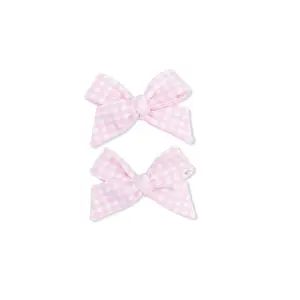 Mini Gingham Pink - 2 Pack Bow Clips