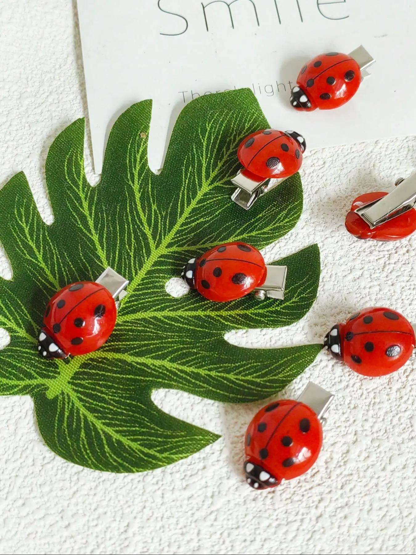 Cute Ladybug Design Hair Clips, Minimalist Creative Funny Barrettes, Practical Fashion Hair Accessories Suitable for Thick Hair, Delicate Daily Hair Clip Set for Women, Casual Daily Styling, Party Decoration And Daily Hair Arrangement Matching