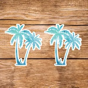 Palm Trees Stickers - 2 Pack, 3.5in, Waterproof, Glossy Finish Vinyl, Unique Design for Decor & Personalization - Perfect for DIY Projects & Gifts