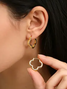 Women Floral Hoop Earrings, Casual Daily Wear Jewelry, Plated Alloy Material, Lightweight Design, Perfect Gift for Her, Flower Earrings