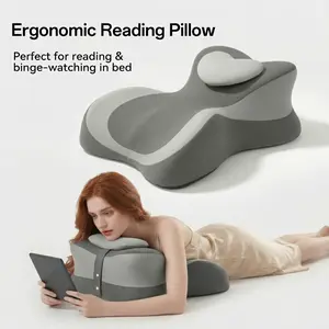 Ergonomic Reading Pillow with Cooling Fabric | Premium Memory Foam Face-Down Cushion for Phone Scrolling, Relaxing & Neck Relief