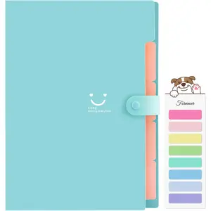 Accordion File Organizer, Letter Size, 5 Pocket Expanding File Folder, Cute File Folder with Labels, Portable File Organizer for School Office Supplies, Folders for Documents, Jade