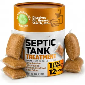 Septic Tank  - 12 Pods, 1 Year  - RV Toilet  - Dissolvable Septic Tank  Pods with   and Enzymes for Effective Septic  -  Solution