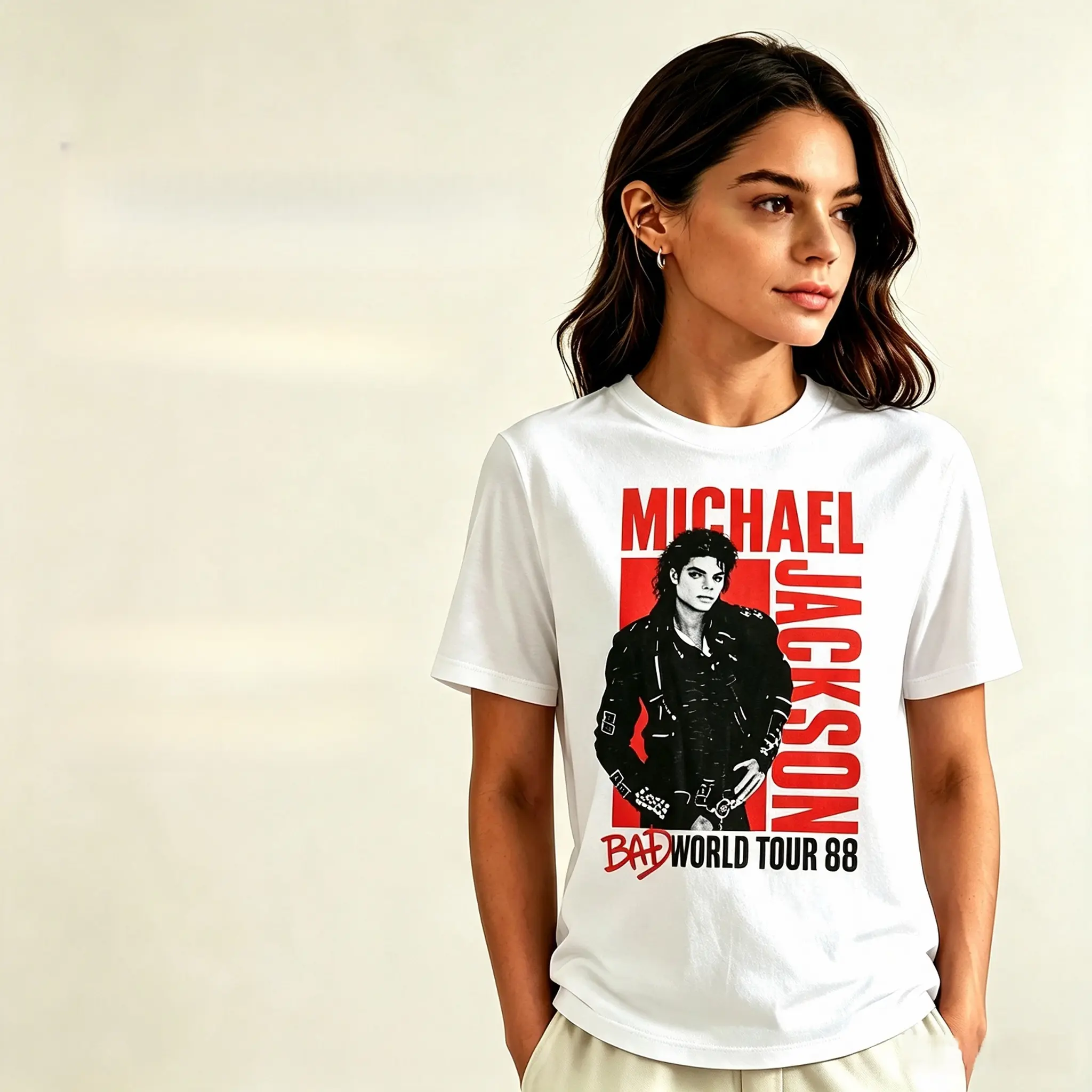 Adult and Youth Michael Jackson Bad World Tour 1988 Reprint Shirt, 90s Graphic Tee, Gift for Fan, Unisex Streetwear Style