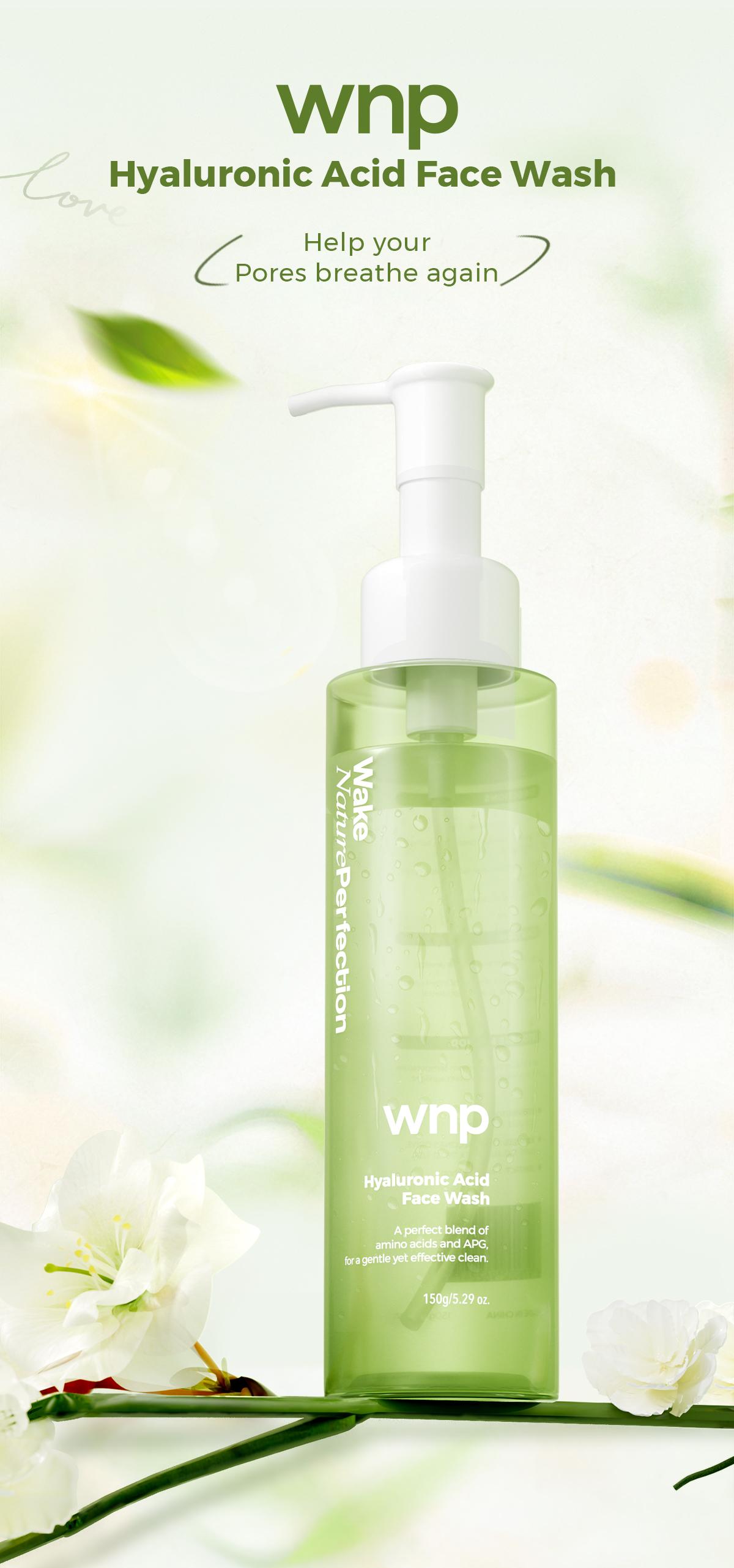 [WNP Official]  WNP Hyaluronic Acid Face Wash Gentle Deep Cleansing for Sensitive Skin, Moisturizing & Oil Control, Skin Barrier Repair Facial Skincare Comfort Cleanser