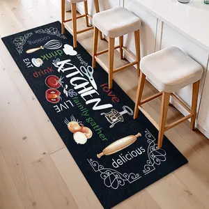 Polyester Kitchen Mat Set, Kitchen Floor Mat, Non-Slip Quick-Dry Mats, Print Design, Indoor Outdoor Entryway Rugs, Autumn Winter Home Decor