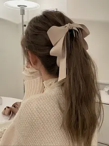 Elegant Layered Bow Satin Hair Clip for Women, Stylish Ponytail Accessory for Daily Wear, Dates, Outings, Dinners