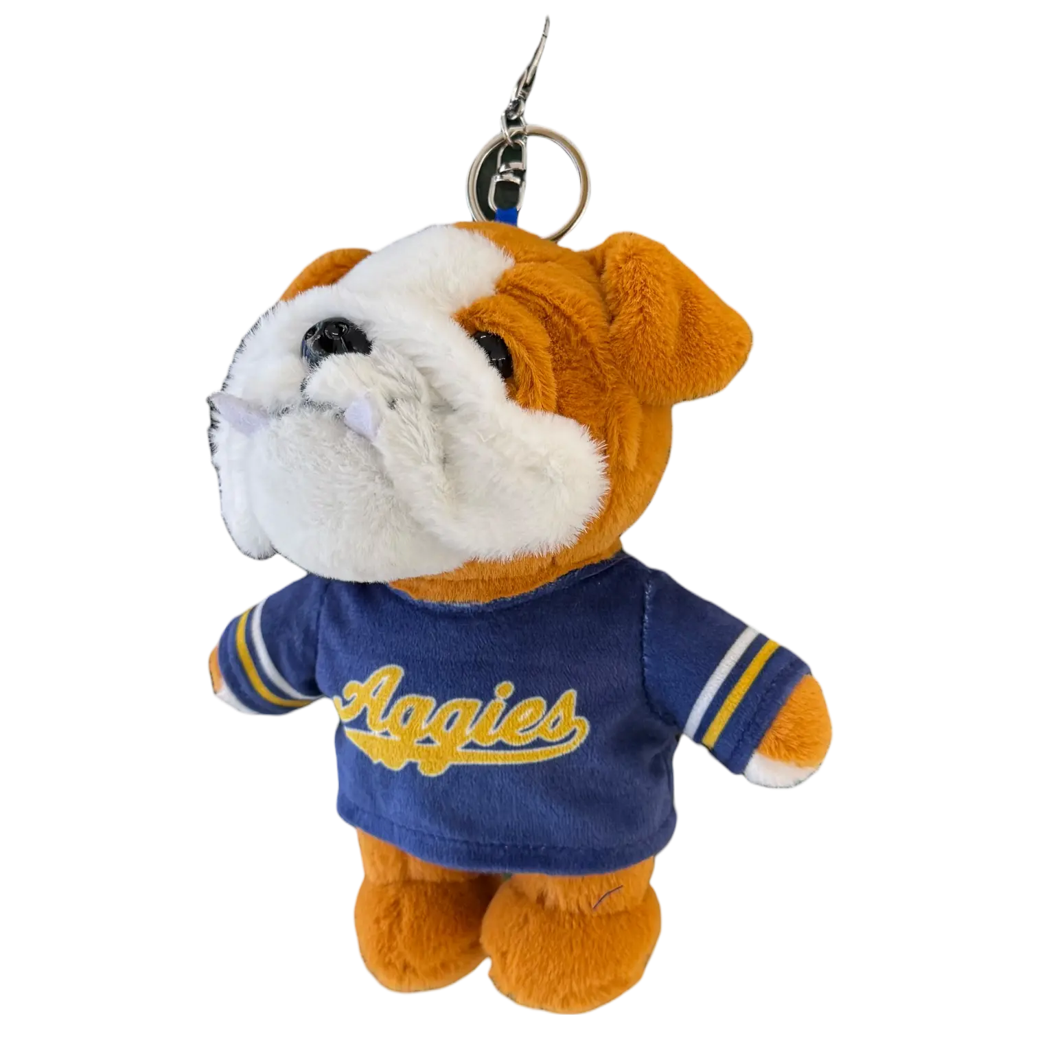 NCAT Aggies Bag Charm Plush Bulldog with Official NC A&T Aggies Shirt Soft Furry Clip-On Accessory for Backpack Purse or Keys