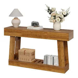 Farmhouse Narrow Console Table with Drawer - Wooden Sofa Side Table - 60 Inch Entryway Table for Living Room, Hallway
